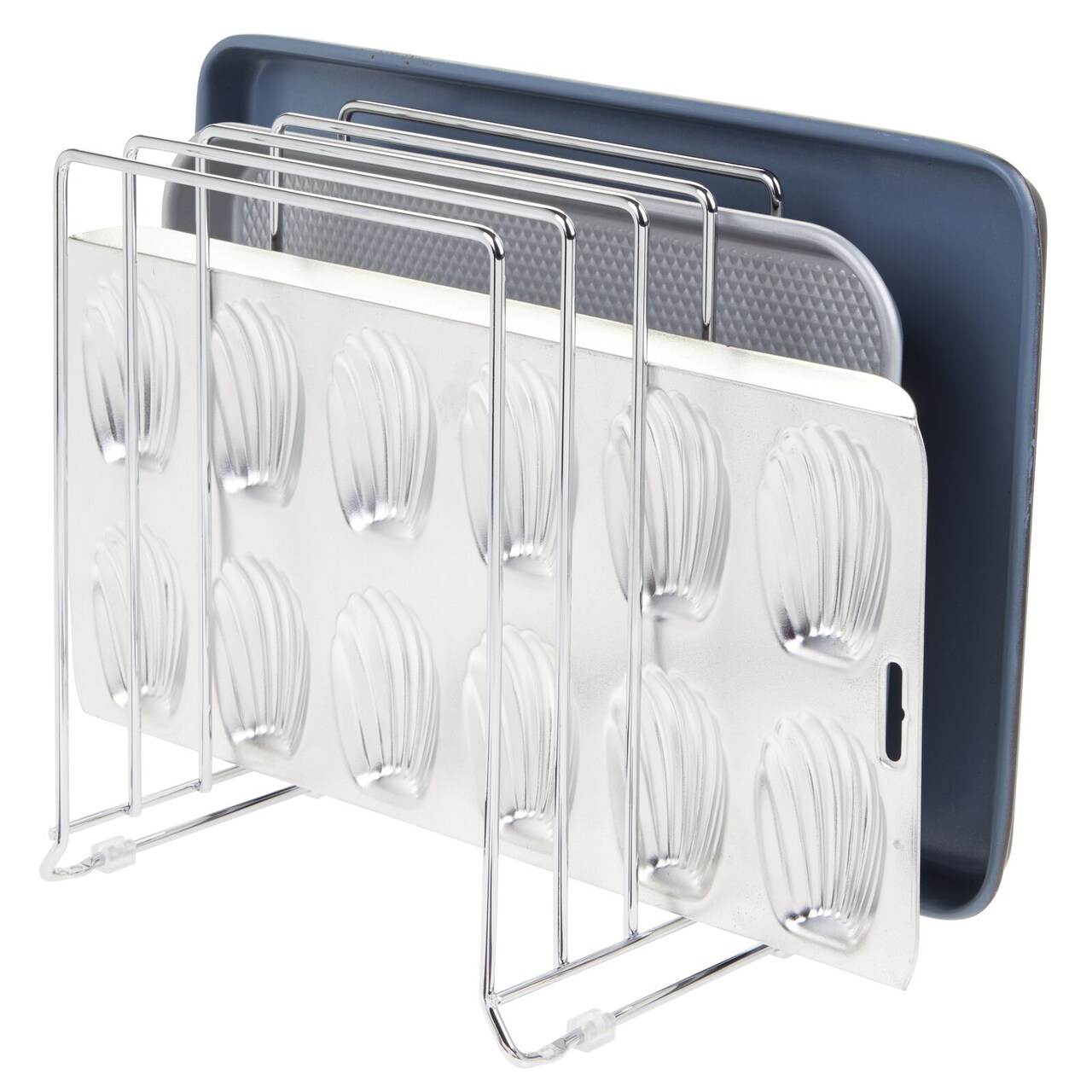mDesign Metal Wire Pot/Pan Organizer Rack for Kitchen, 5 Slots